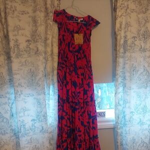 LBLC the Label Vibrant Red and Black Maxi Dress